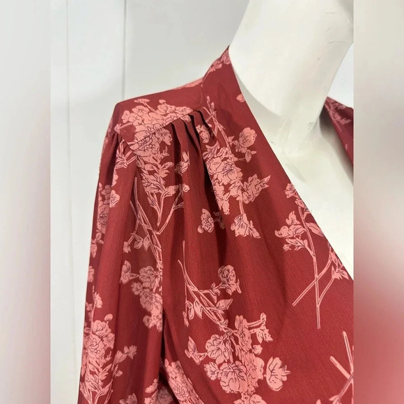 ANTONIO MELANI Orange Floral Tie Front Long Sleeve Blouse Top Size Small - Picture 3 of 9